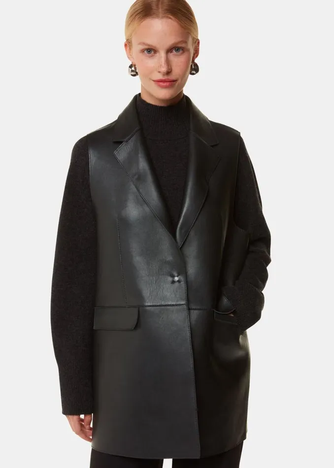 Whistles Coats and Jackets Black Edna Clean Bonded Waistcoat 8211 Women