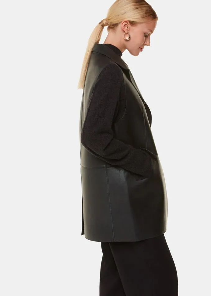 Whistles Coats and Jackets Black Edna Clean Bonded Waistcoat 8211 Women