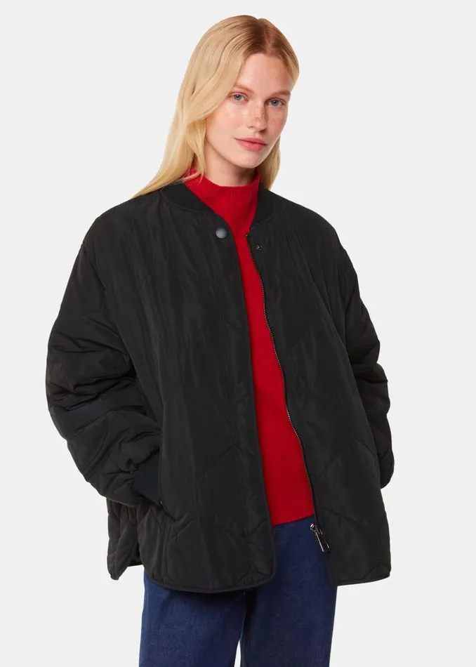 Whistles Coats and Jackets Black Ida Short Quilted Coat 8211 Women
