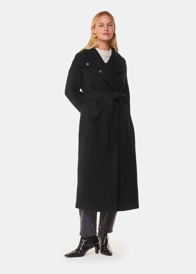 Whistles Coats and Jackets Black Morgan Funnel Neck Coat 8211 Women