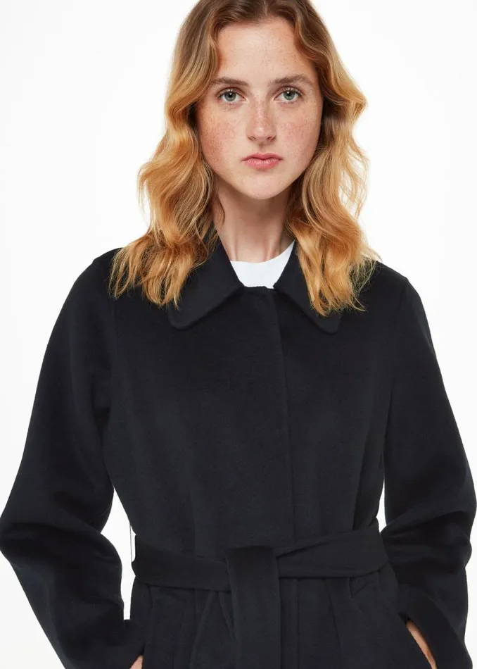 Whistles Coats and Jackets Black Nell Belted Doubled Faced Coat 8211 Women