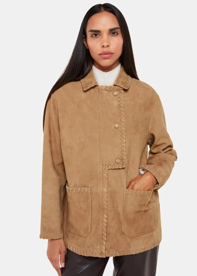 Whistles Coats and Jackets Camel Bohdi Western Suede Biker 8211 Women