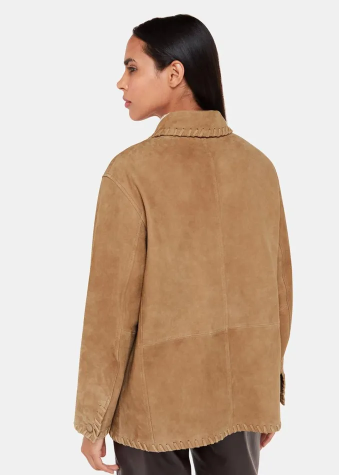 Whistles Coats and Jackets Camel Bohdi Western Suede Biker 8211 Women