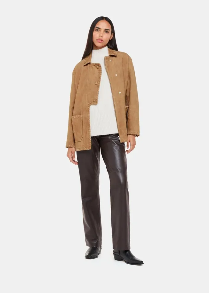 Whistles Coats and Jackets Camel Bohdi Western Suede Biker 8211 Women