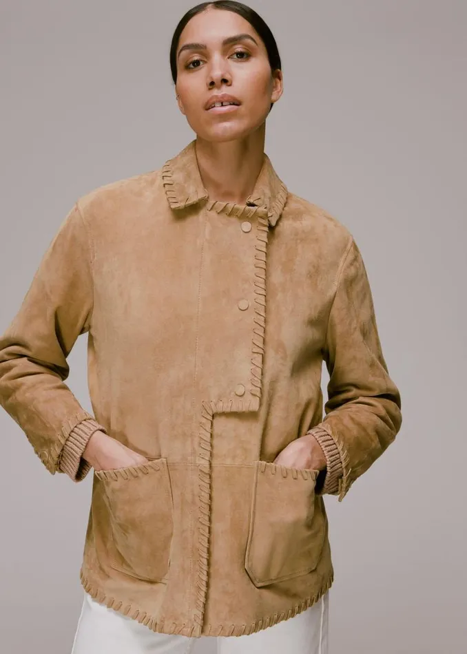 Whistles Coats and Jackets Camel Bohdi Western Suede Biker 8211 Women