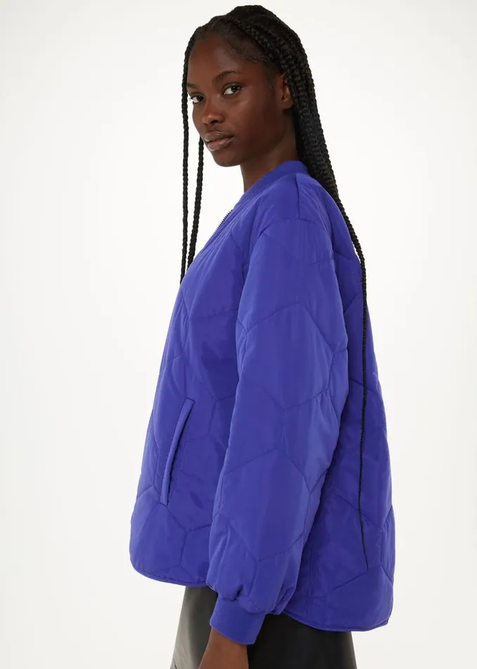 Whistles Coats and Jackets Cobalt Blue Ida Short Quilted Coat 8211 Women
