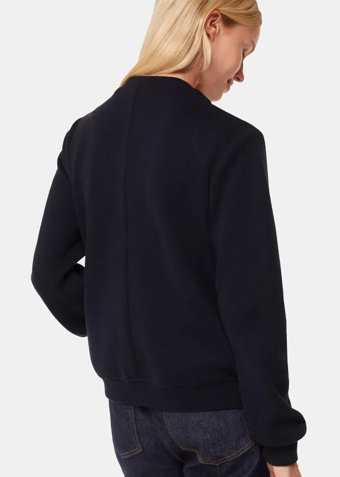 Whistles Coats and Jackets Navy Jersey Bomber Jacket 8211 Women