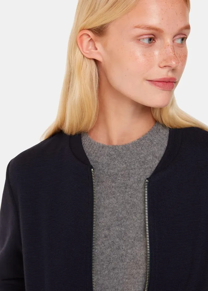 Whistles Coats and Jackets Navy Jersey Bomber Jacket 8211 Women