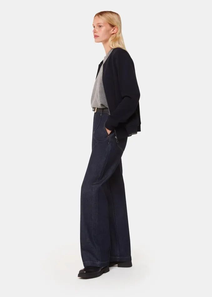 Whistles Coats and Jackets Navy Jersey Bomber Jacket 8211 Women