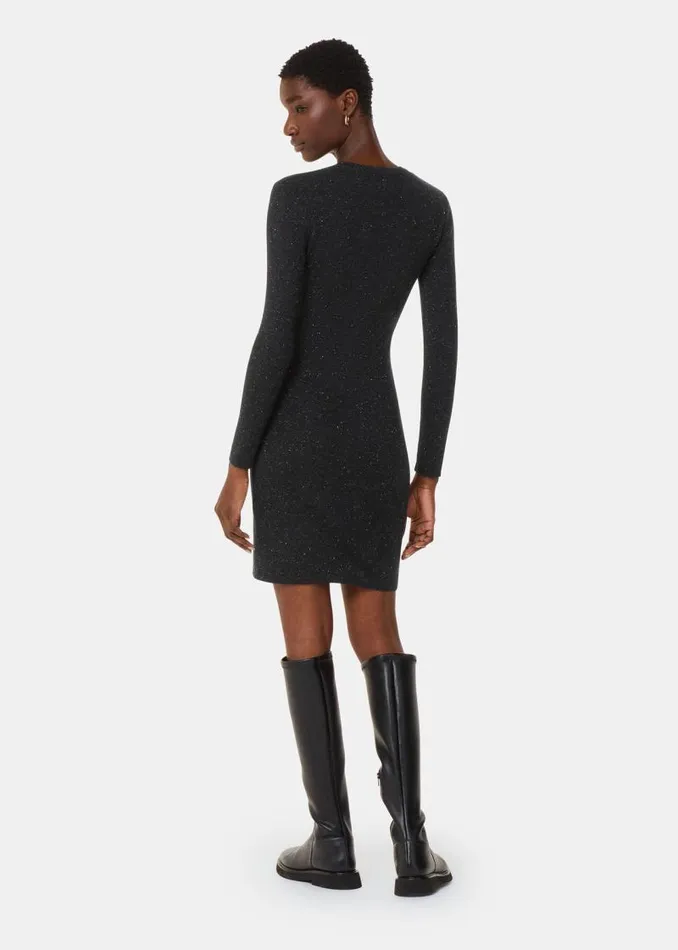 Whistles Dresses Black Annie Sparkle Short Sweater Dress 8211 Women