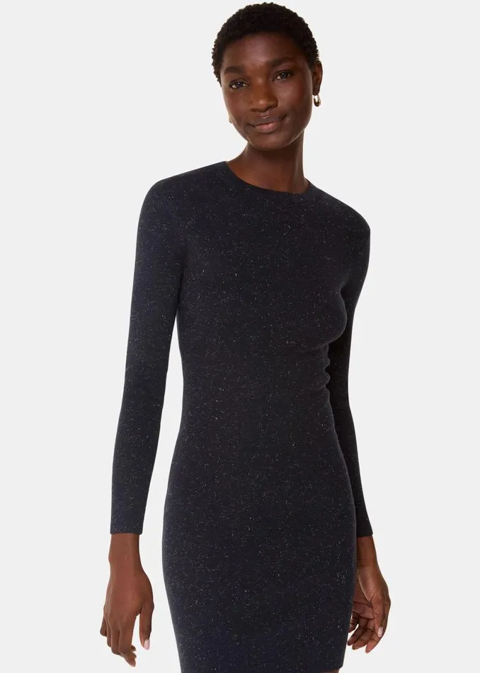 Whistles Dresses Black Annie Sparkle Short Sweater Dress 8211 Women