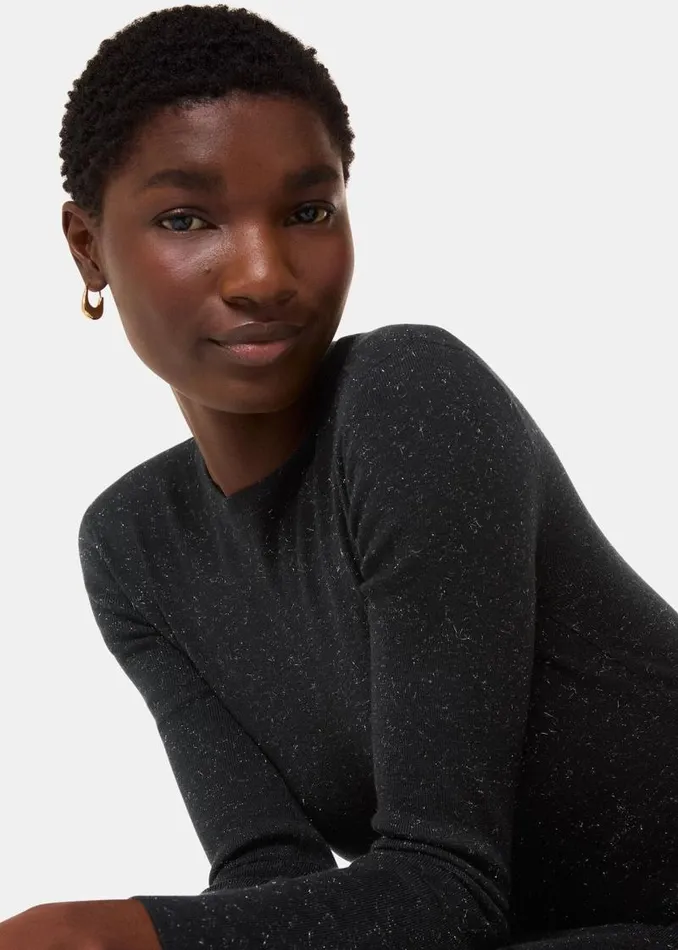 Whistles Dresses Black Annie Sparkle Short Sweater Dress 8211 Women