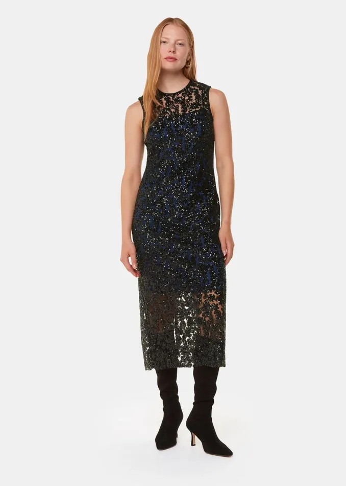 Whistles Dresses Black Floral Sequin Lyra Dress 8211 Women