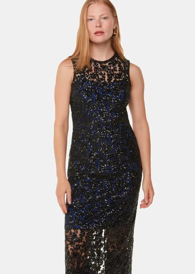 Whistles Dresses Black Floral Sequin Lyra Dress 8211 Women