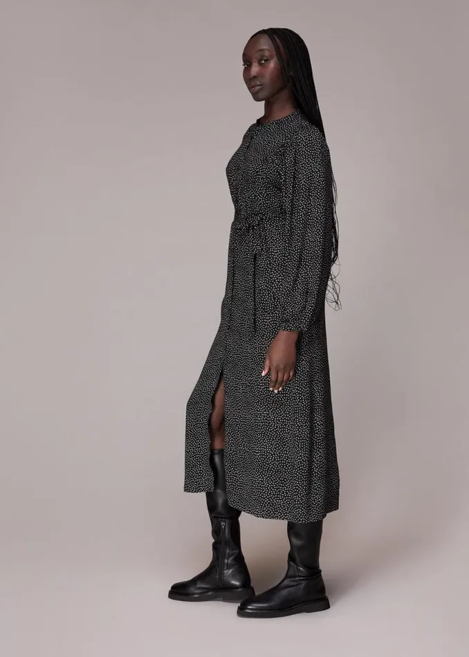 Whistles Dresses Black Scattered Y Print Midi Dress 8211 Women