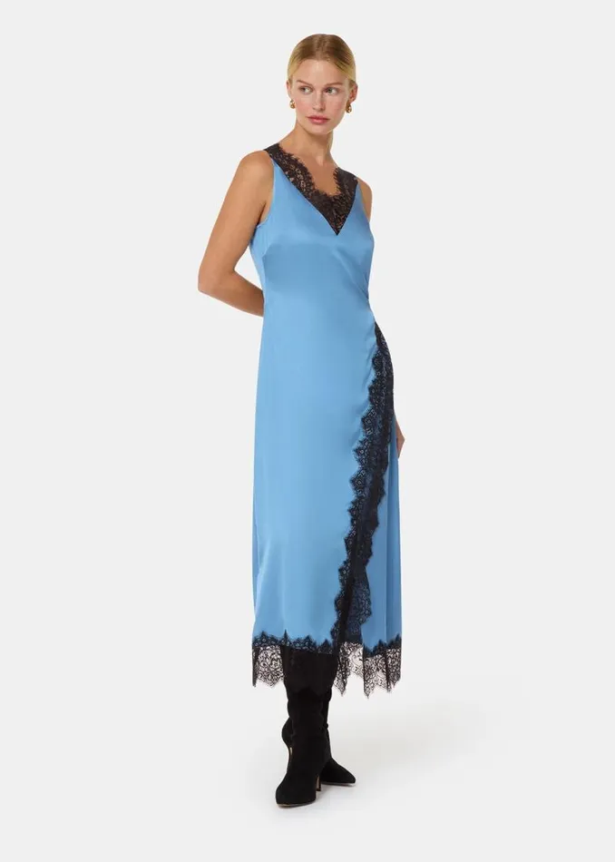 Whistles Dresses Blue Iris Lace Detail Wrap Dress 8211 Women