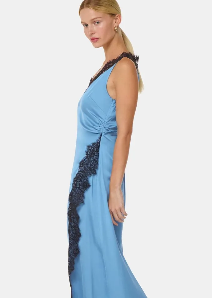 Whistles Dresses Blue Iris Lace Detail Wrap Dress 8211 Women