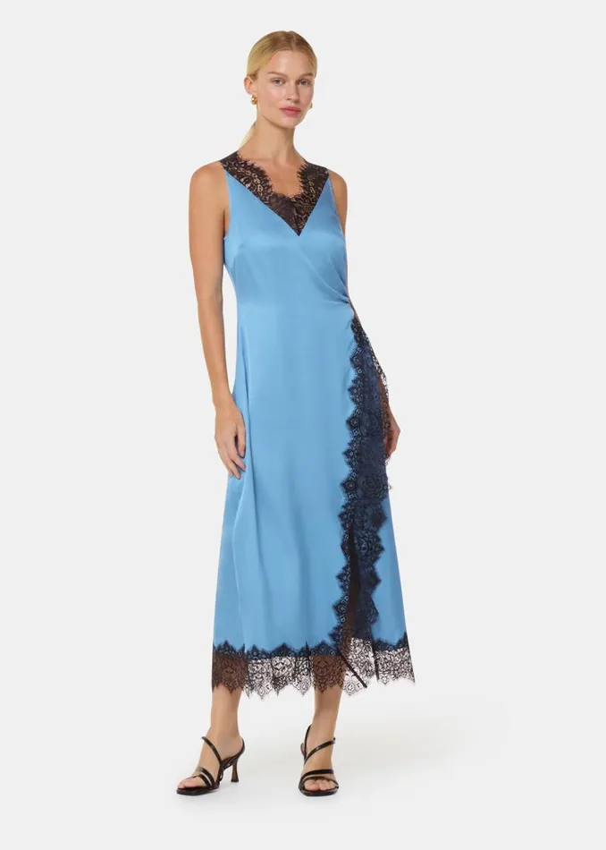 Whistles Dresses Blue Iris Lace Detail Wrap Dress 8211 Women
