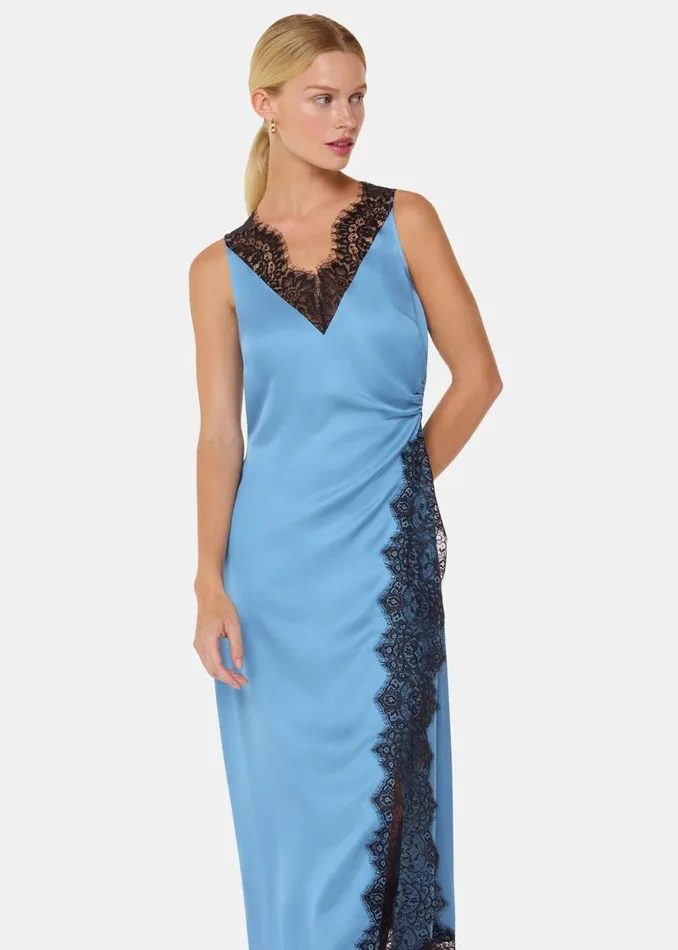 Whistles Dresses Blue Iris Lace Detail Wrap Dress 8211 Women