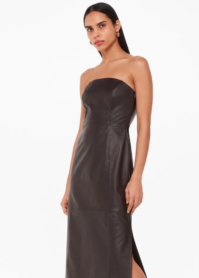 Whistles Dresses Chocolate Leather Bandeau Dress 8211 Women