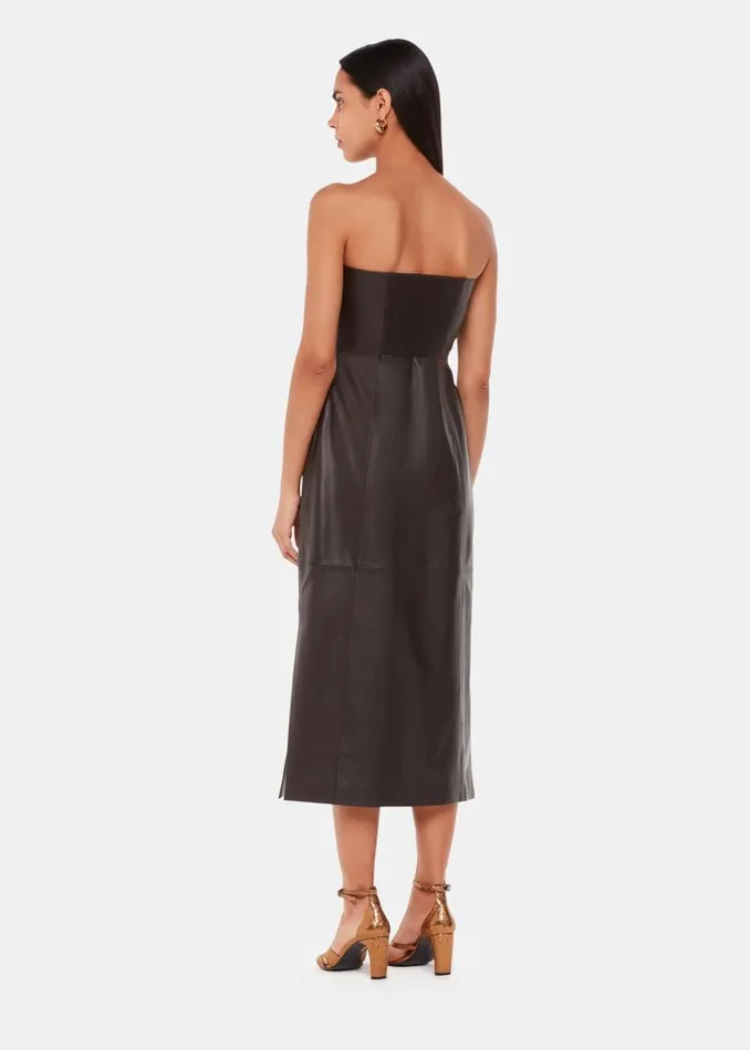 Whistles Dresses Chocolate Leather Bandeau Dress 8211 Women