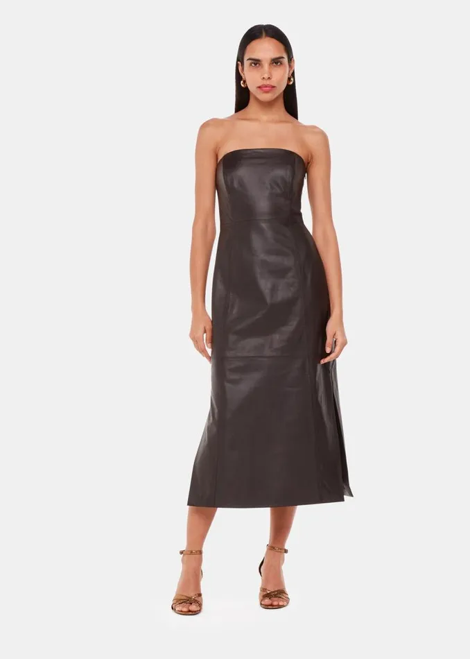 Whistles Dresses Chocolate Leather Bandeau Dress 8211 Women