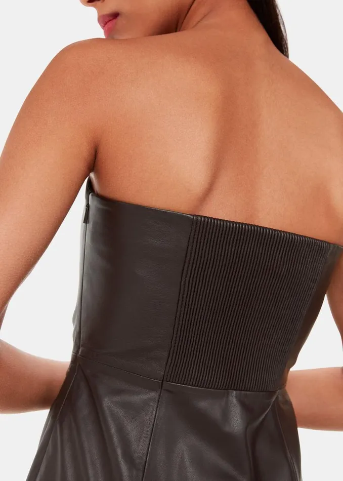 Whistles Dresses Chocolate Leather Bandeau Dress 8211 Women