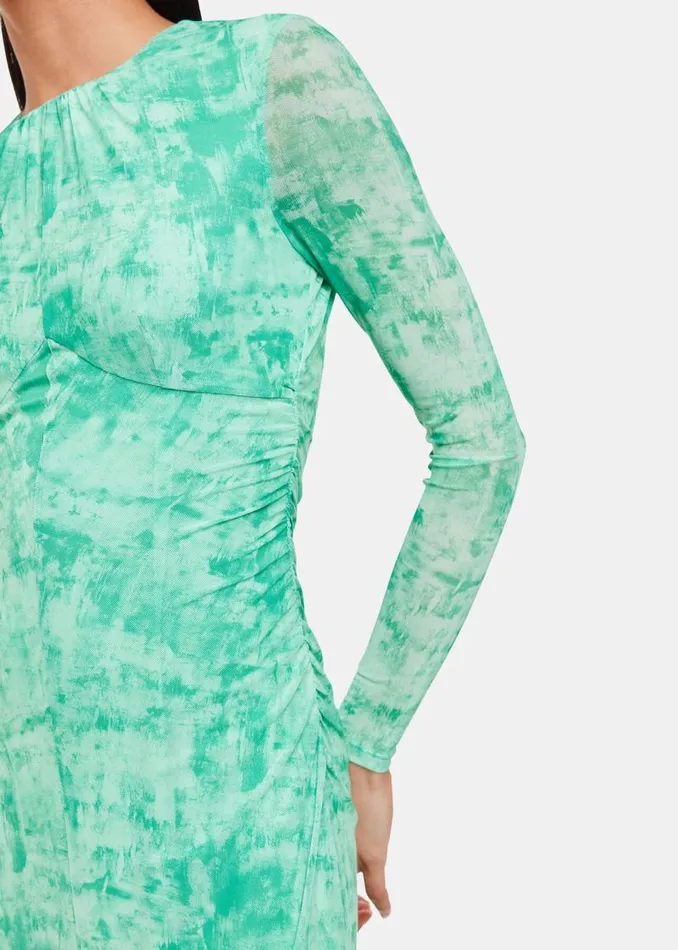 Whistles Dresses Green Brushwork Print Mesh Dress 8211 Women