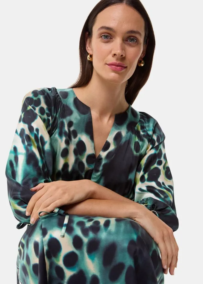 Whistles Dresses Green Misty Leopard Print Dress 8211 Women