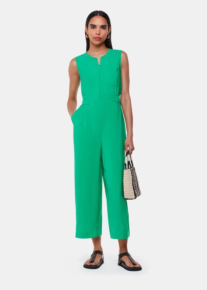 Whistles Jumpsuits Green Josie Zip Front Jumpsuit 8211 Women