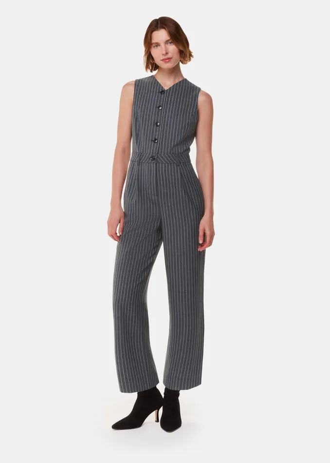 Whistles Jumpsuits Grey Pinstripe Jumpsuit 8211 Women