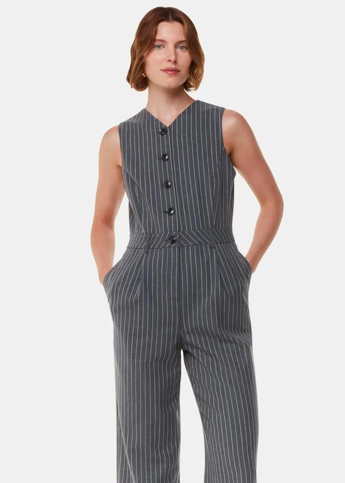 Whistles Jumpsuits Grey Pinstripe Jumpsuit 8211 Women