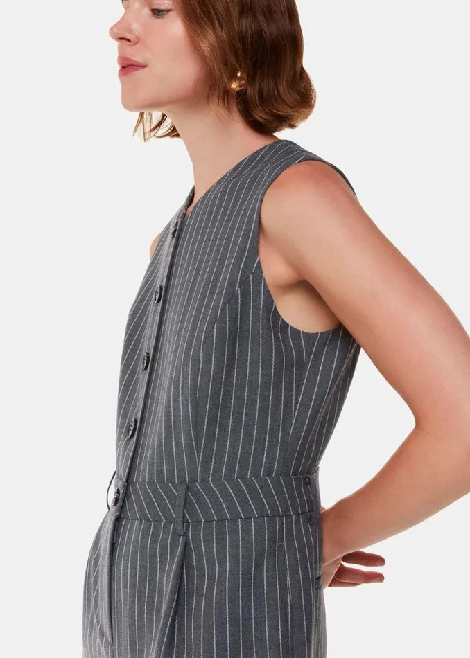 Whistles Jumpsuits Grey Pinstripe Jumpsuit 8211 Women