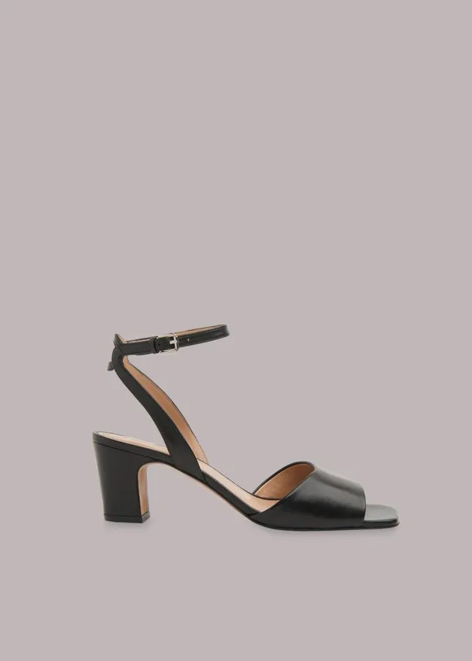 Whistles Leather Black Emerson Block Heel Sandal 8211 Women