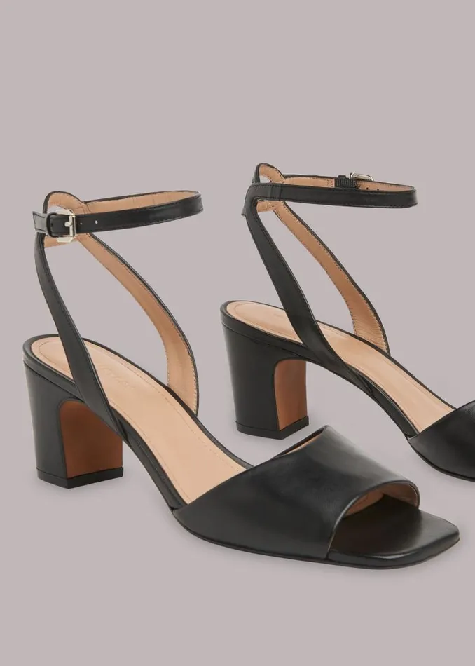 Whistles Leather Black Emerson Block Heel Sandal 8211 Women