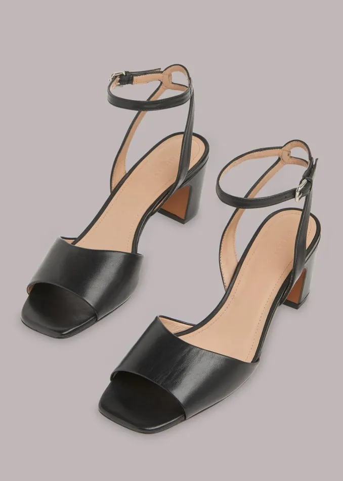 Whistles Leather Black Emerson Block Heel Sandal 8211 Women