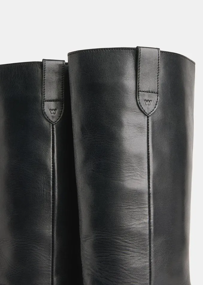 Whistles Leather Black Matteo Knee High Biker Boot 8211 Women