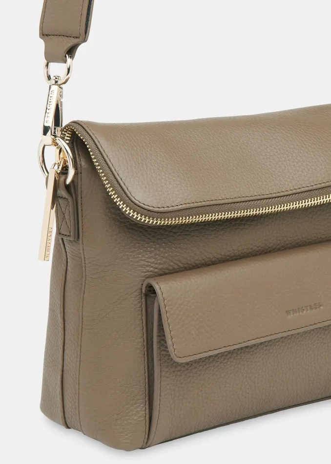 Whistles Leather Khaki Vida Crossbody Bag 8211 Women