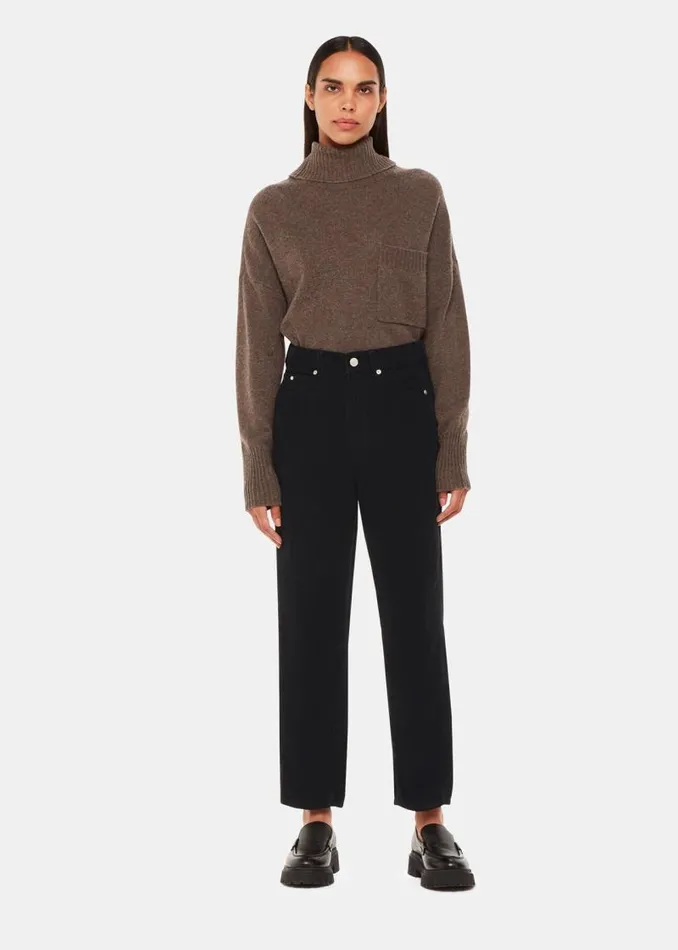 Whistles Pants Black High Waist Cord Barrel Jean 8211 Women