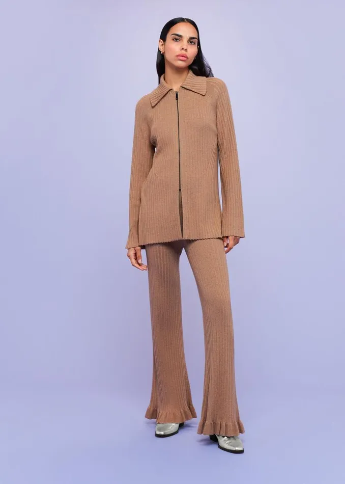Whistles Pants Camel Loki Wool Blend Pants 8211 Women