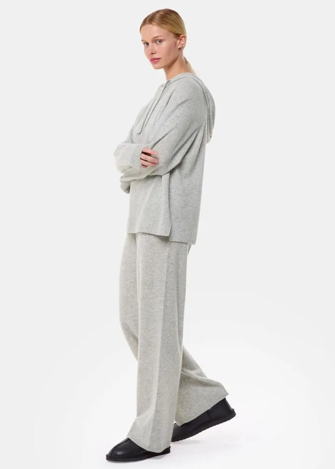 Whistles Pants Grey Marl Cashmere Straight Leg Jogger 8211 Women