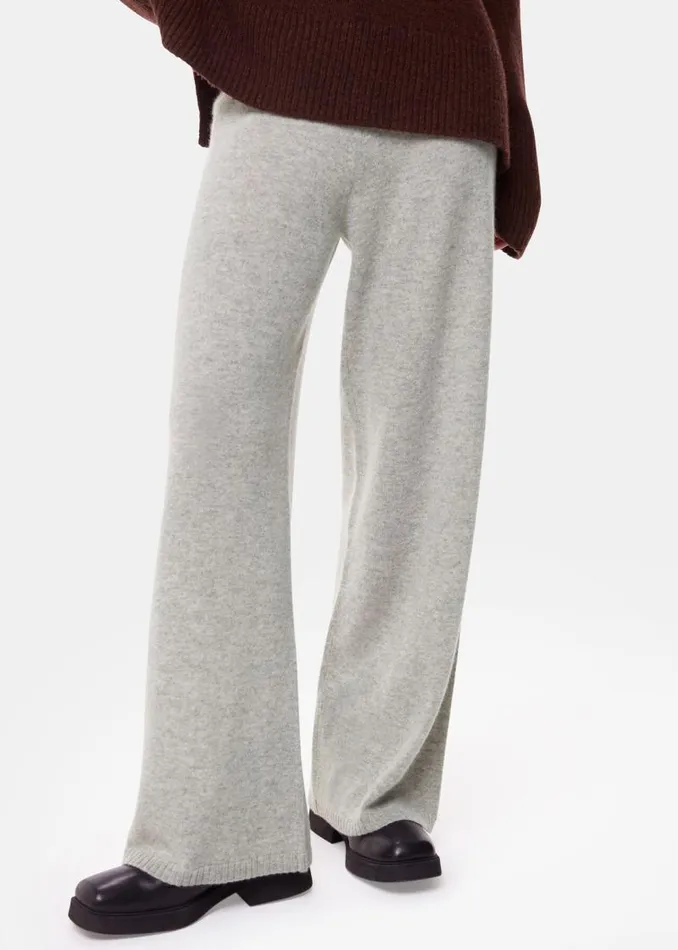 Whistles Pants Grey Marl Cashmere Straight Leg Jogger 8211 Women