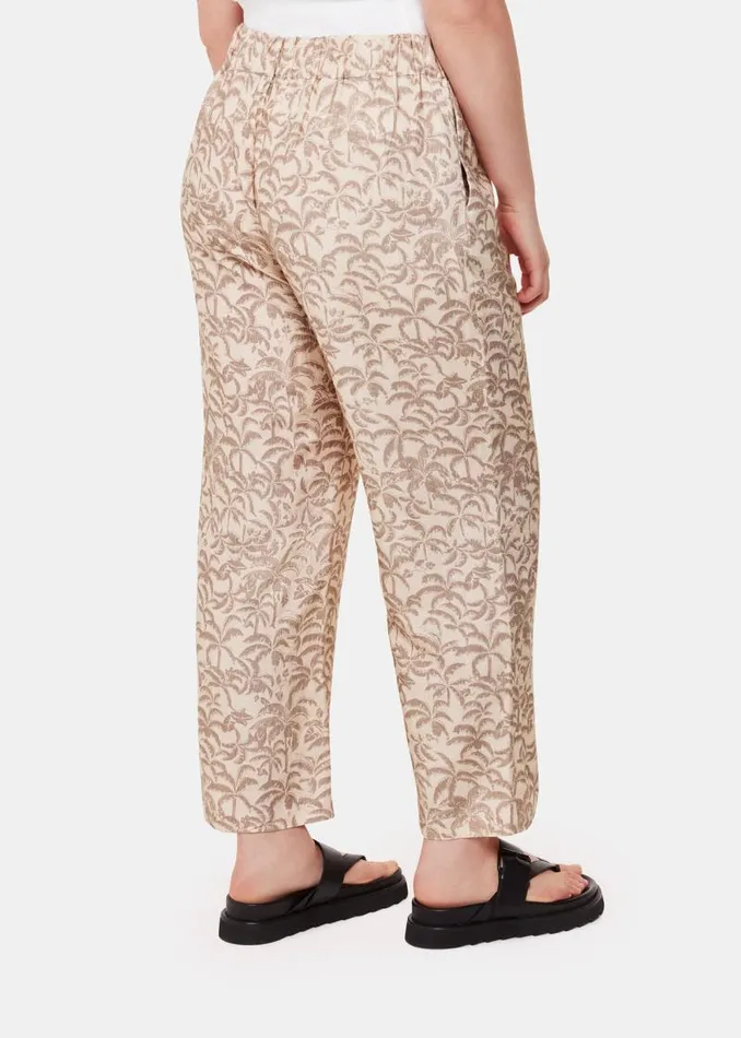 Whistles Pants Ivory Palm Print Linen Blend Pants 8211 Women