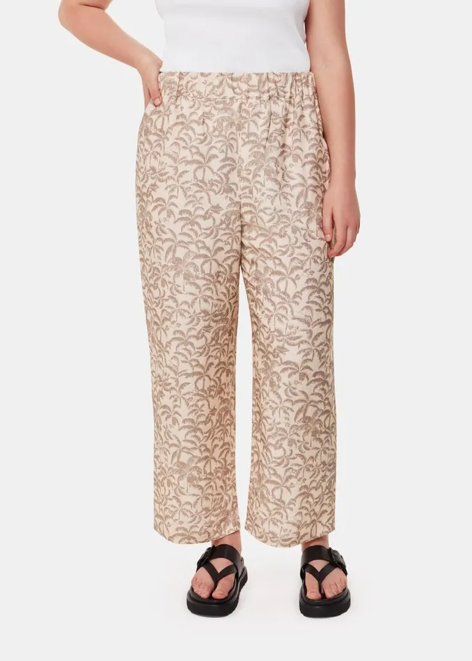 Whistles Pants Ivory Palm Print Linen Blend Pants 8211 Women