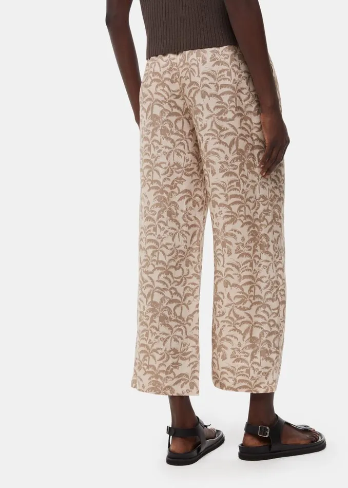 Whistles Pants Ivory Palm Print Linen Blend Pants 8211 Women