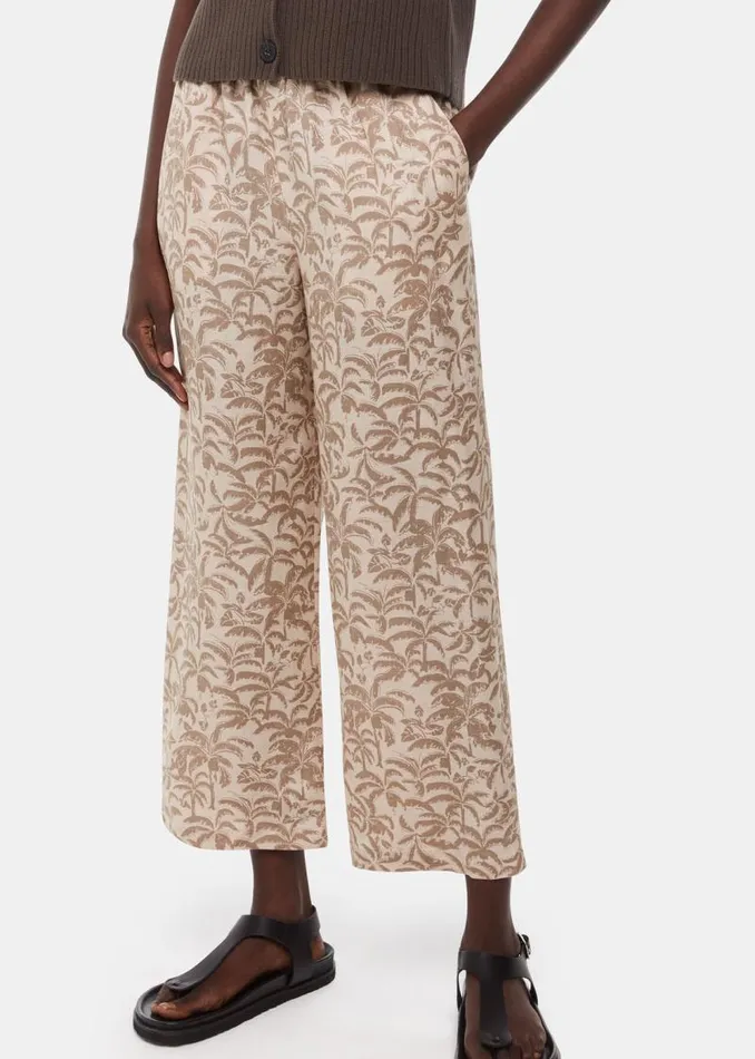 Whistles Pants Ivory Palm Print Linen Blend Pants 8211 Women