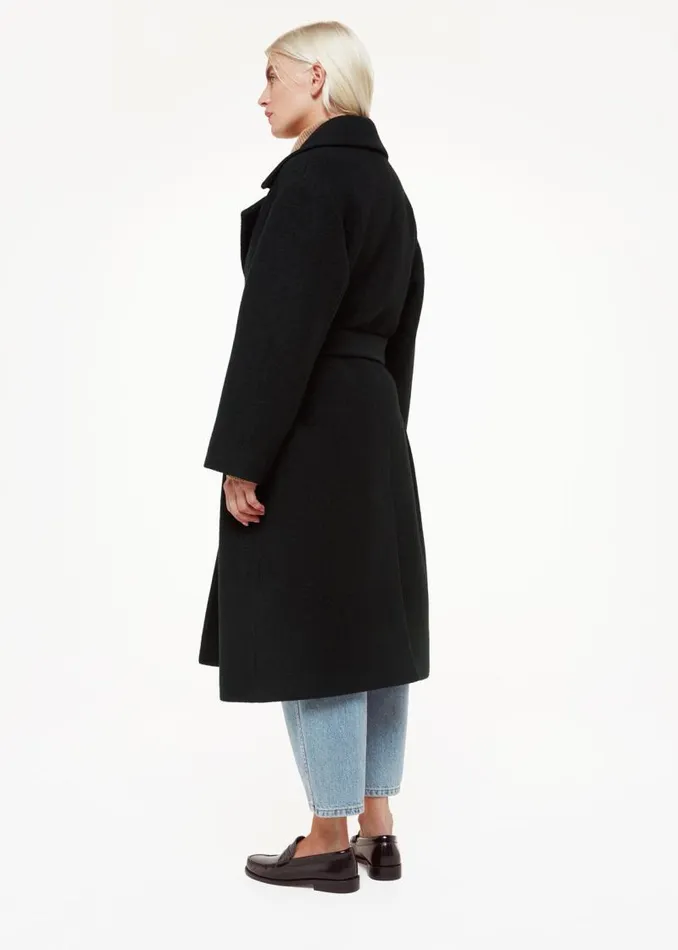 Whistles Petite Coats and Jackets Black Petite Lorna Wrap Wool Coat 8211 Women