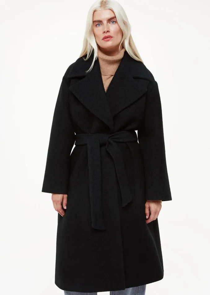 Whistles Petite Coats and Jackets Black Petite Lorna Wrap Wool Coat 8211 Women