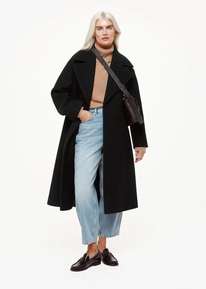 Whistles Petite Coats and Jackets Black Petite Lorna Wrap Wool Coat 8211 Women