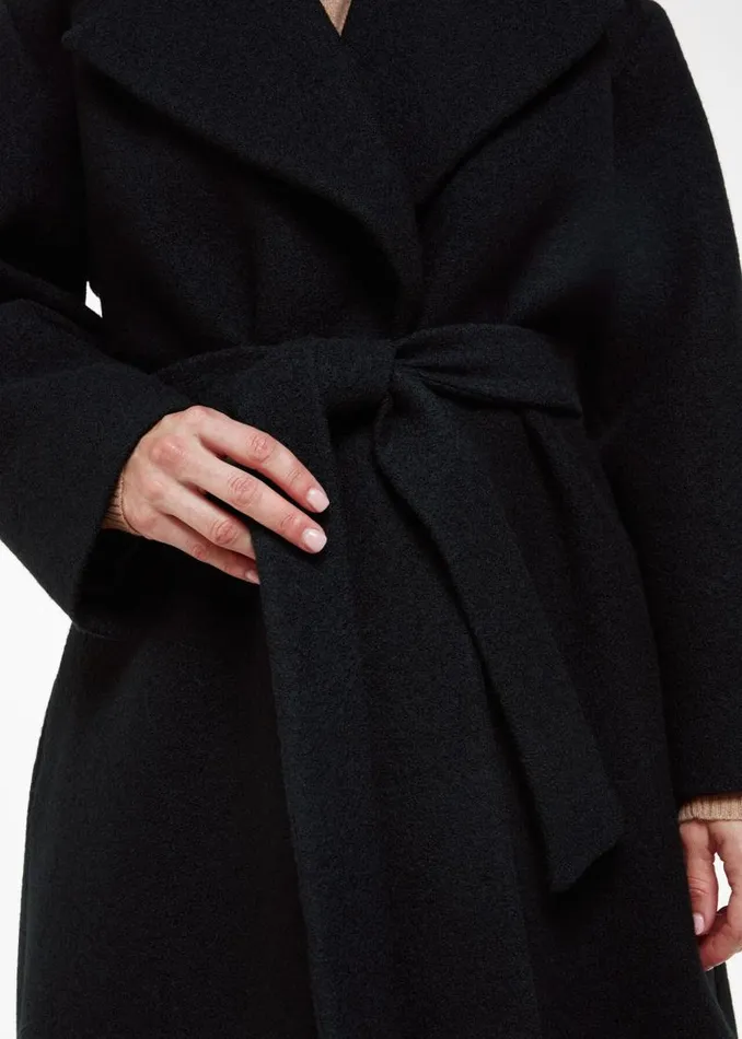 Whistles Petite Coats and Jackets Black Petite Lorna Wrap Wool Coat 8211 Women